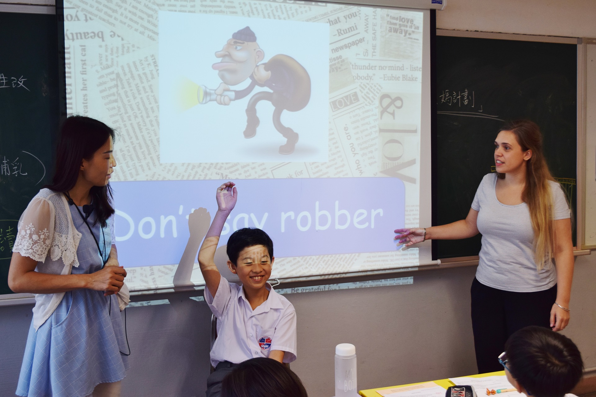 Most students participate actively in the co-teaching lessons by the LET and NET.